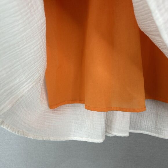 Victoria Dunn VD Lounge Long Island Tiered Dress Womens Large Orange Gauze Beach - Picture 5 of 12